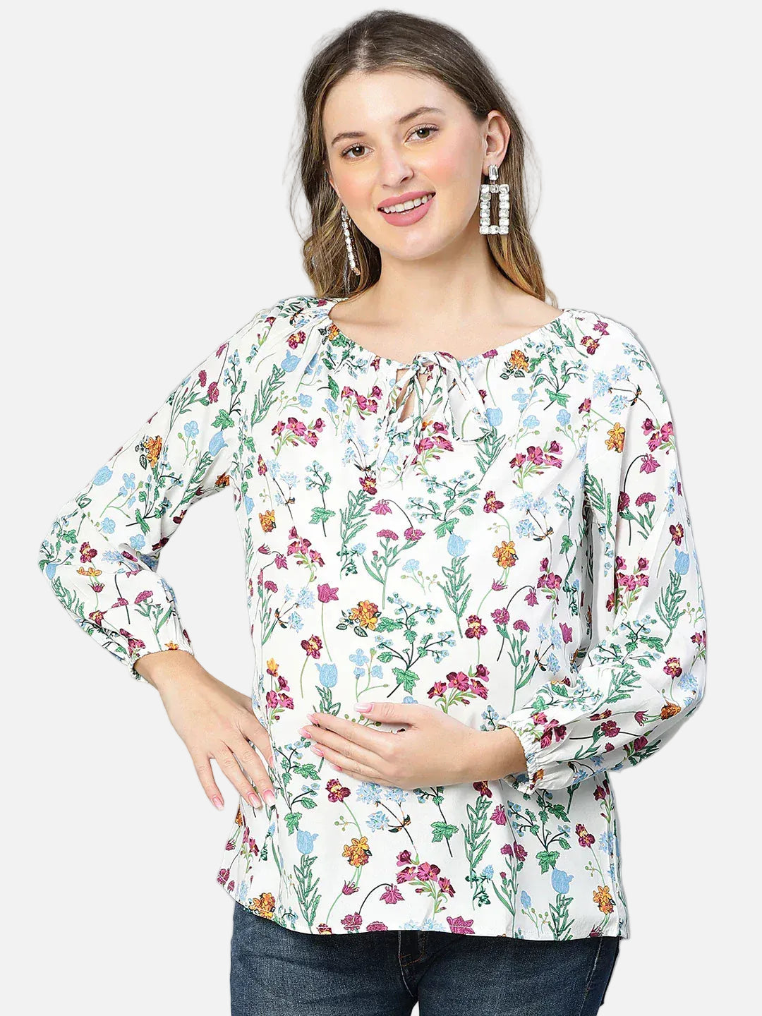 Women Floral Print Maternity Top