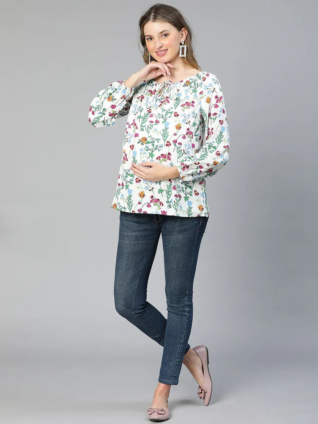 Women Floral Print Maternity Top