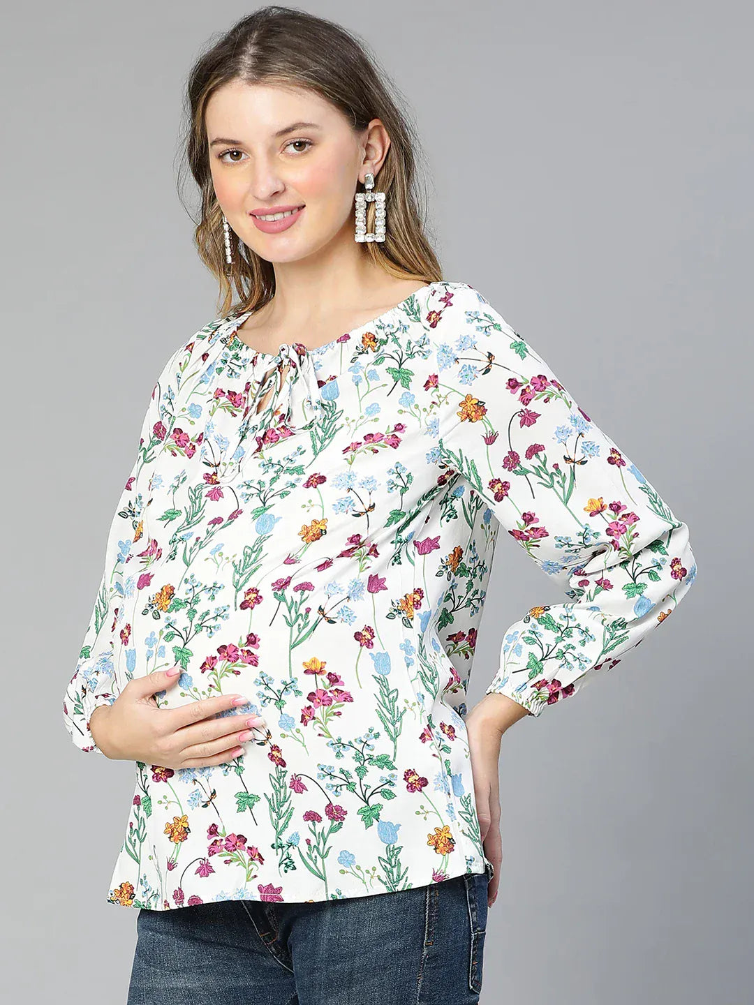 Women Floral Print Maternity Top