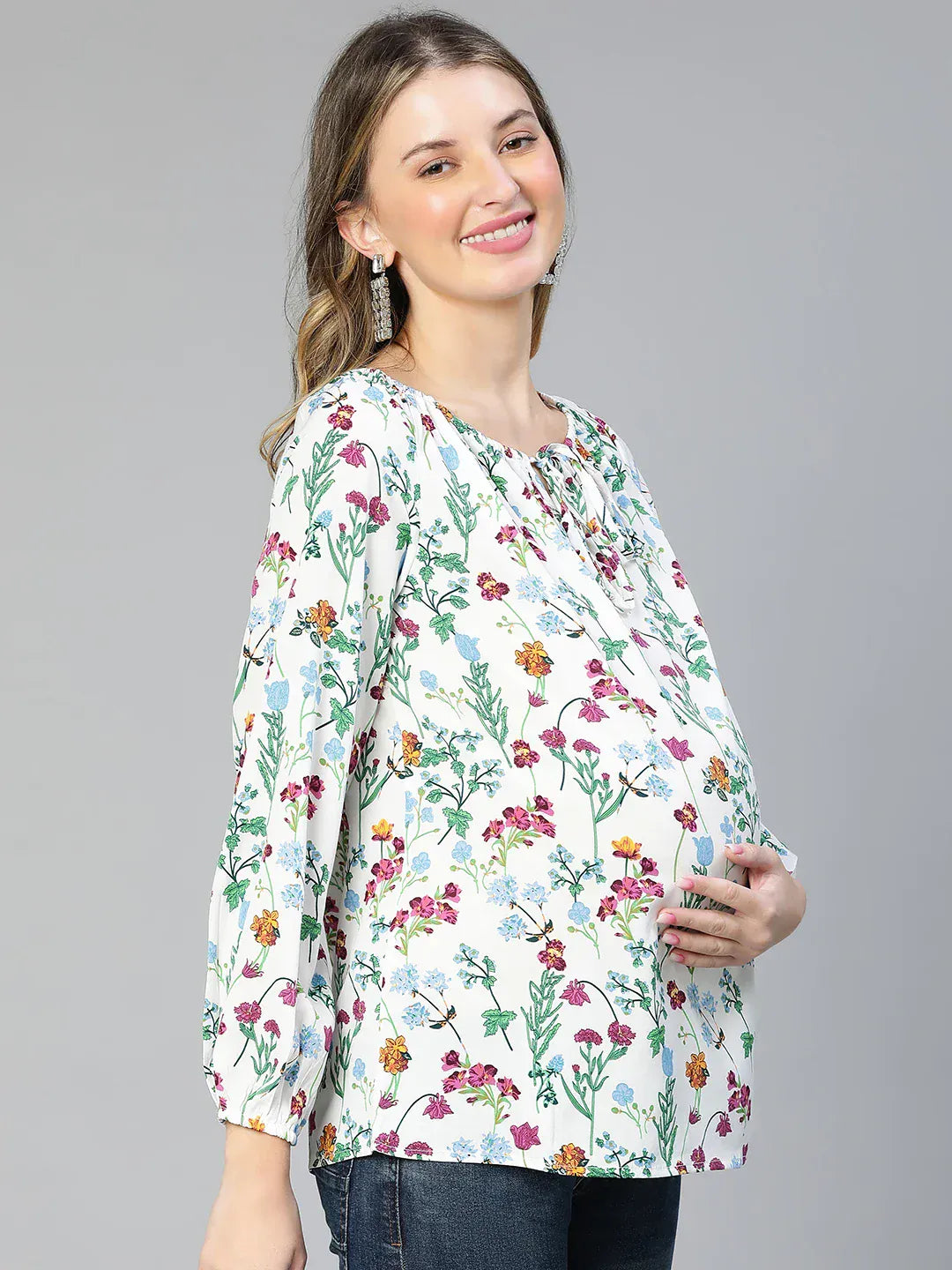 Women Floral Print Maternity Top