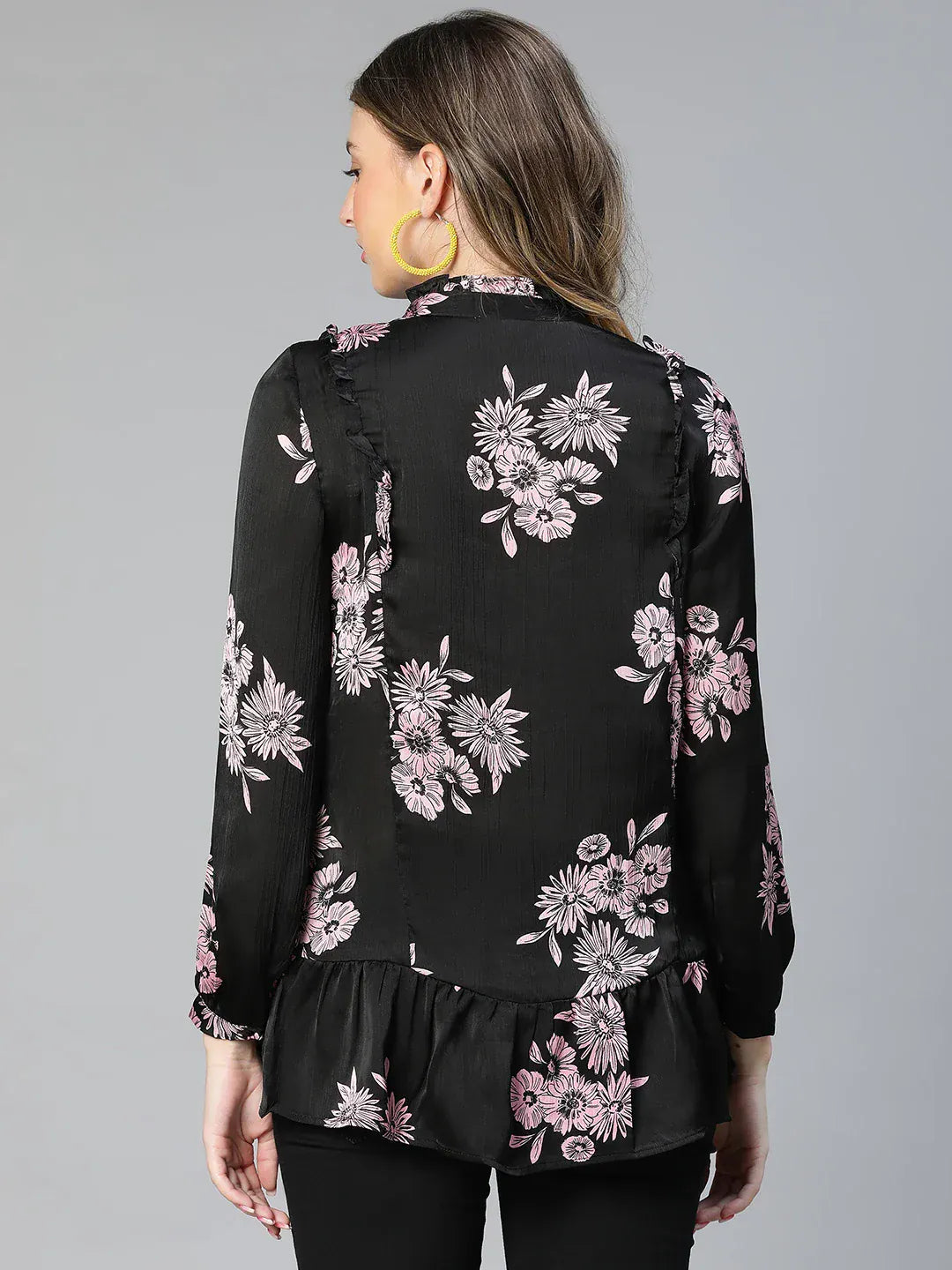 Women Black Floral Print Maternity Top