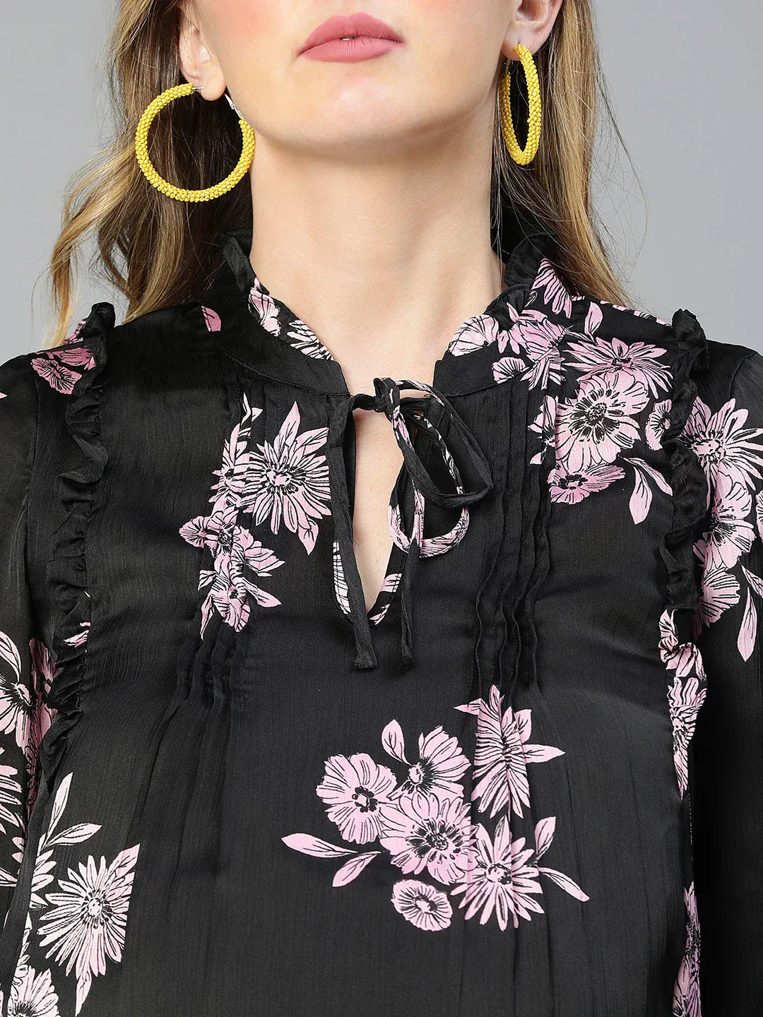 Women Black Floral Print Maternity Top