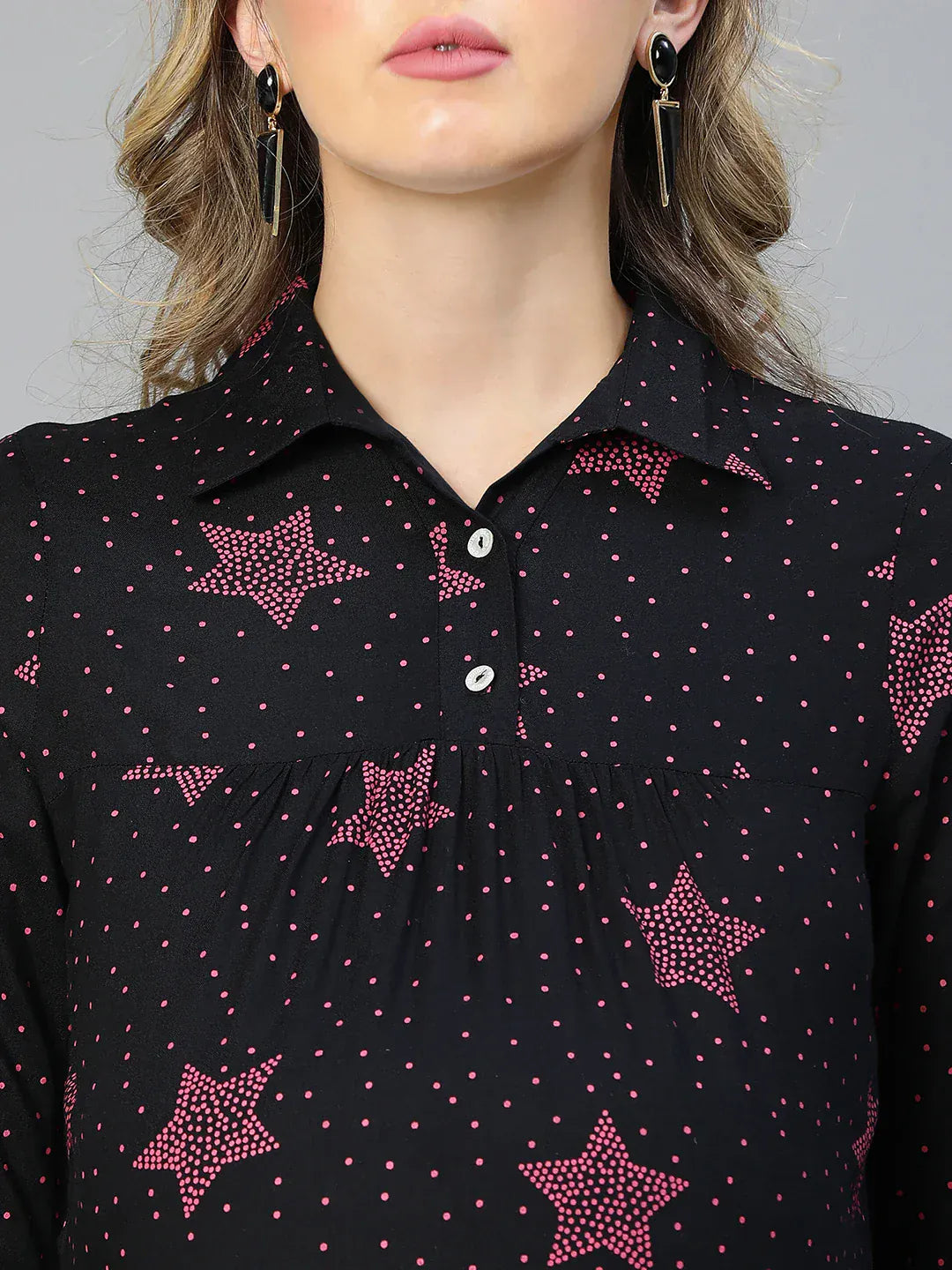 Women Black Star Print Maternity Dress