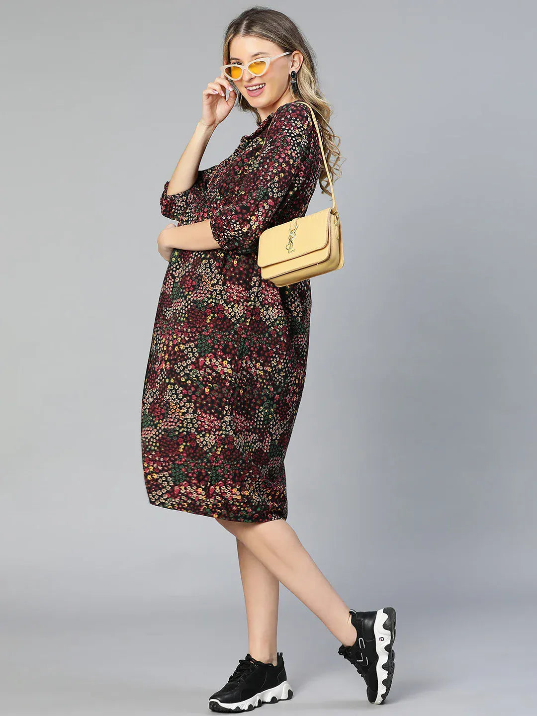Women Multicolor Floral Print Maternity Dress