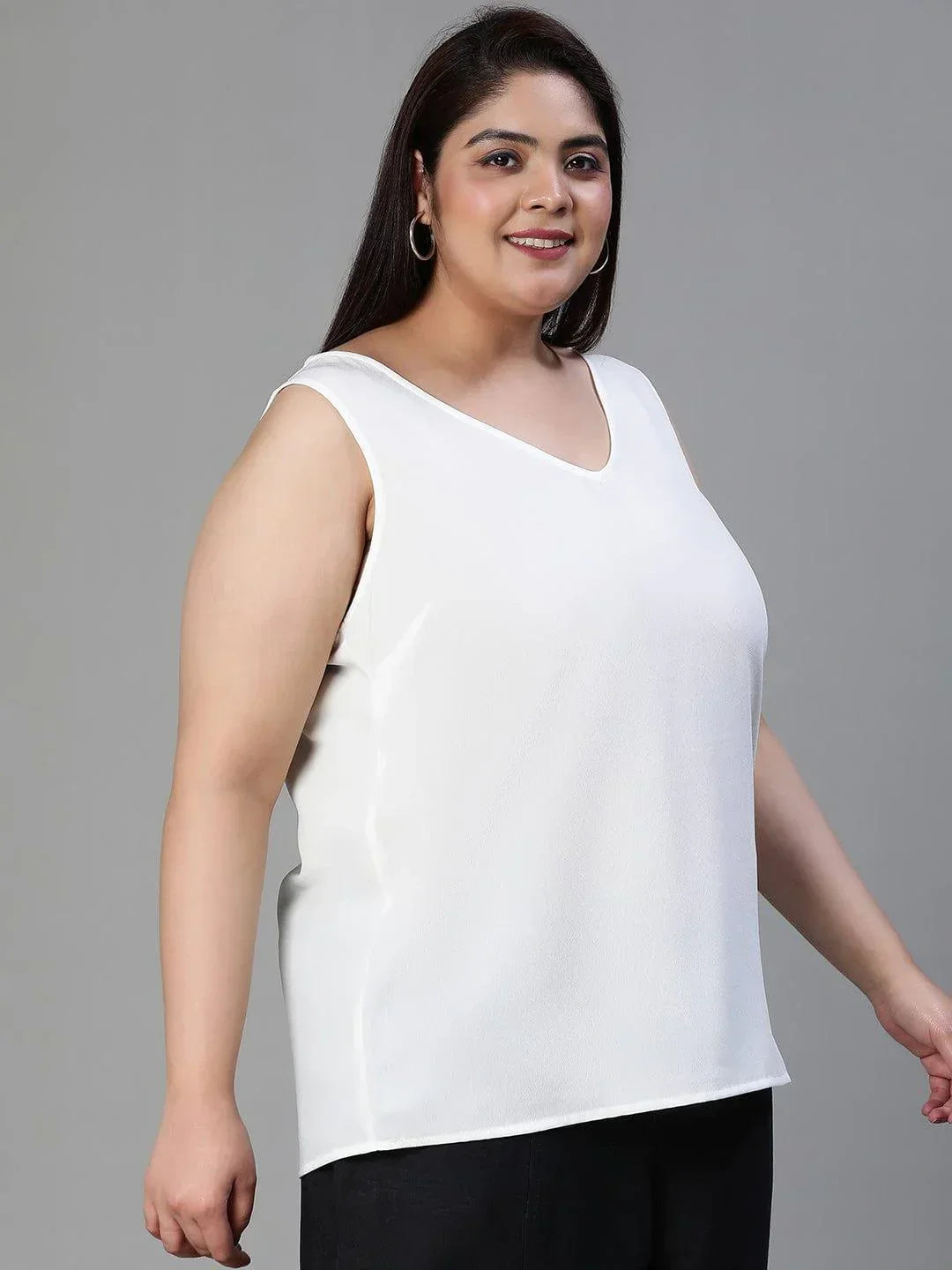 Plus Size White Floral Print Top