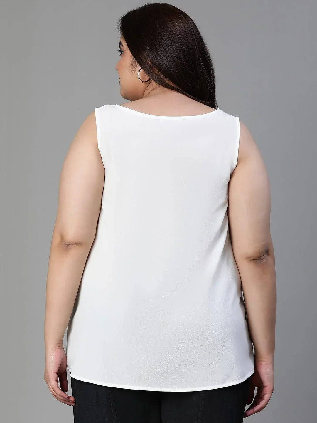Plus Size White Floral Print Top