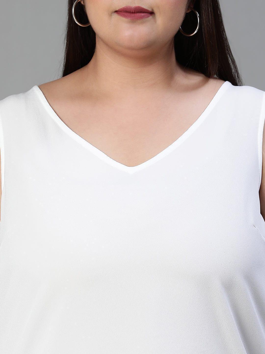 Plus Size White Floral Print Top