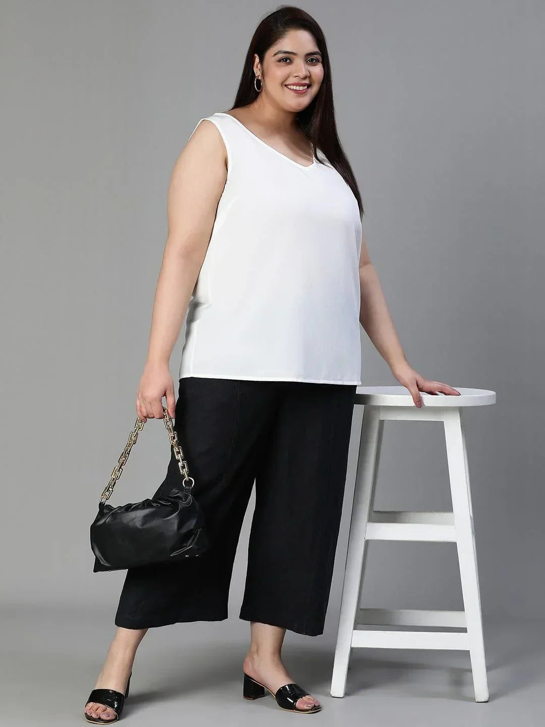 Plus Size White Floral Print Top