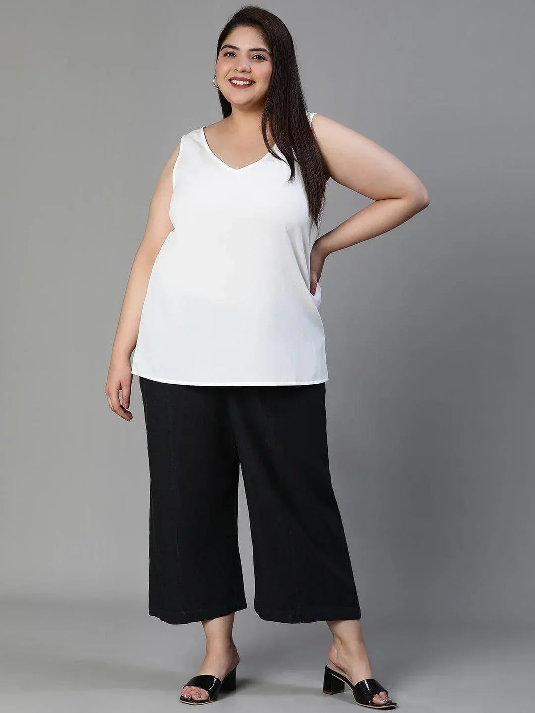 Plus Size White Floral Print Top