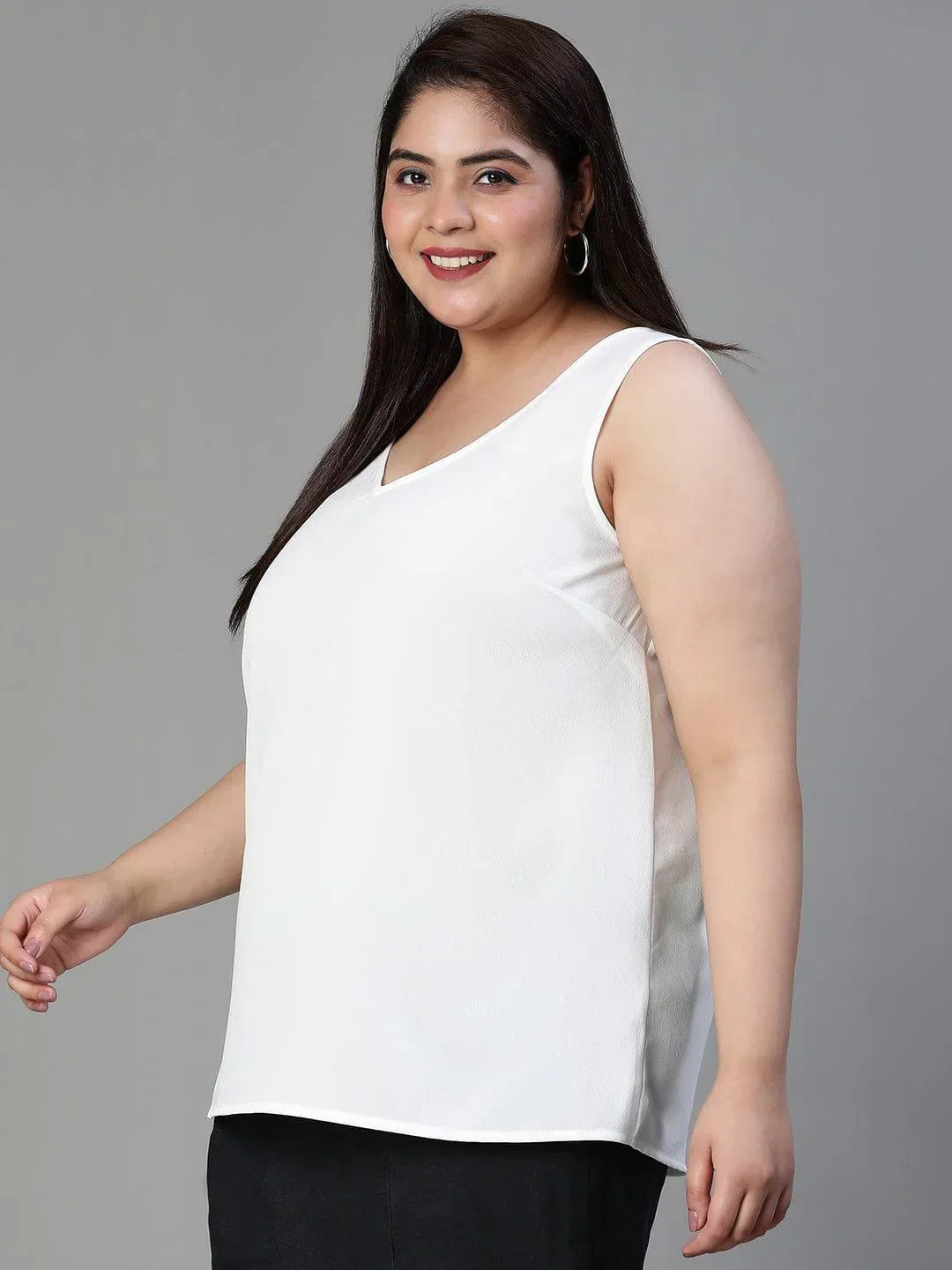 Plus Size White Floral Print Top