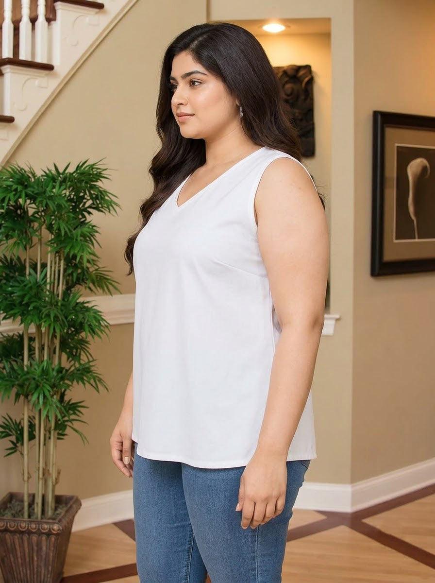 Plus Size White Floral Print Top