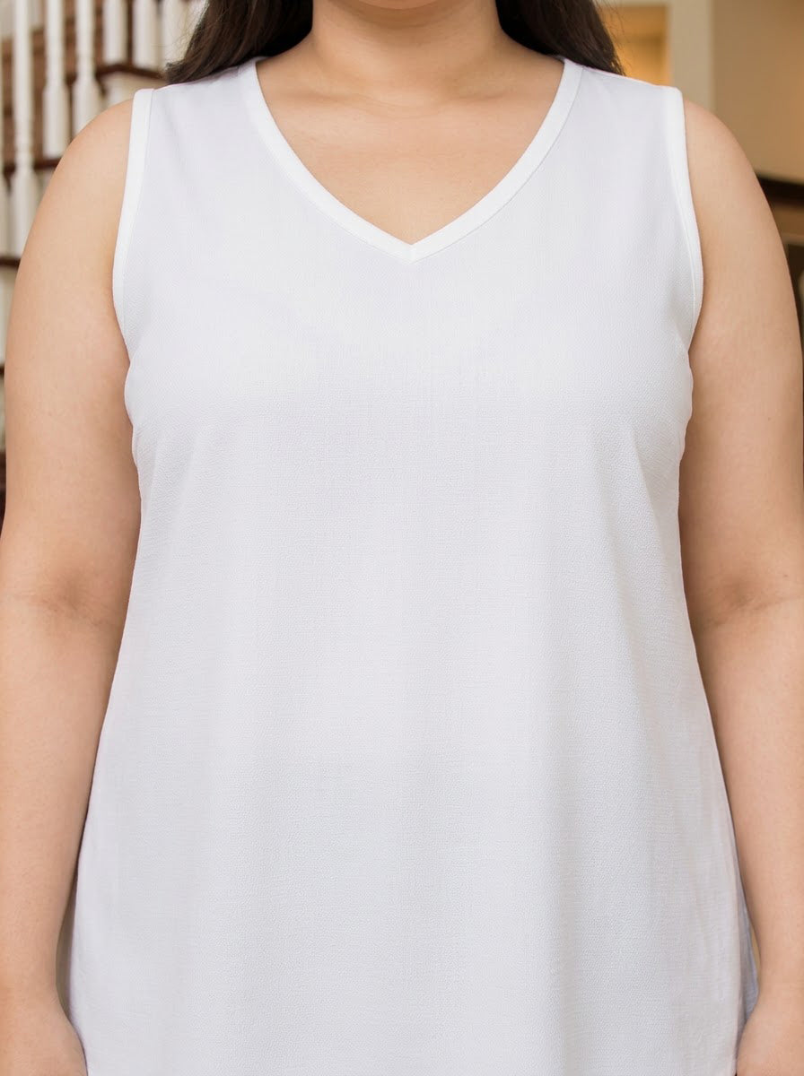 Plus Size White Floral Print Top