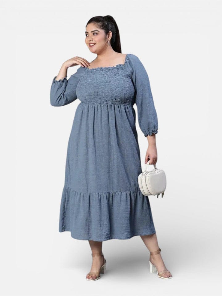 Plus Size Grey Cotton Dress