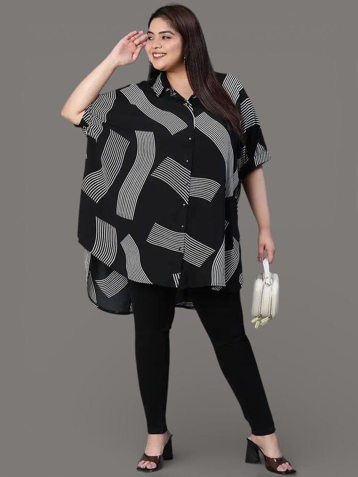 Plus Size Black Gray Tunic