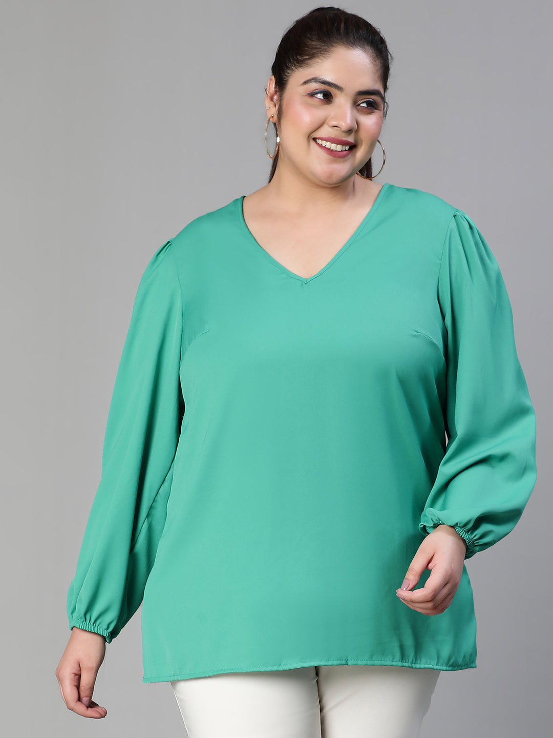Women Plus Size  Green Top