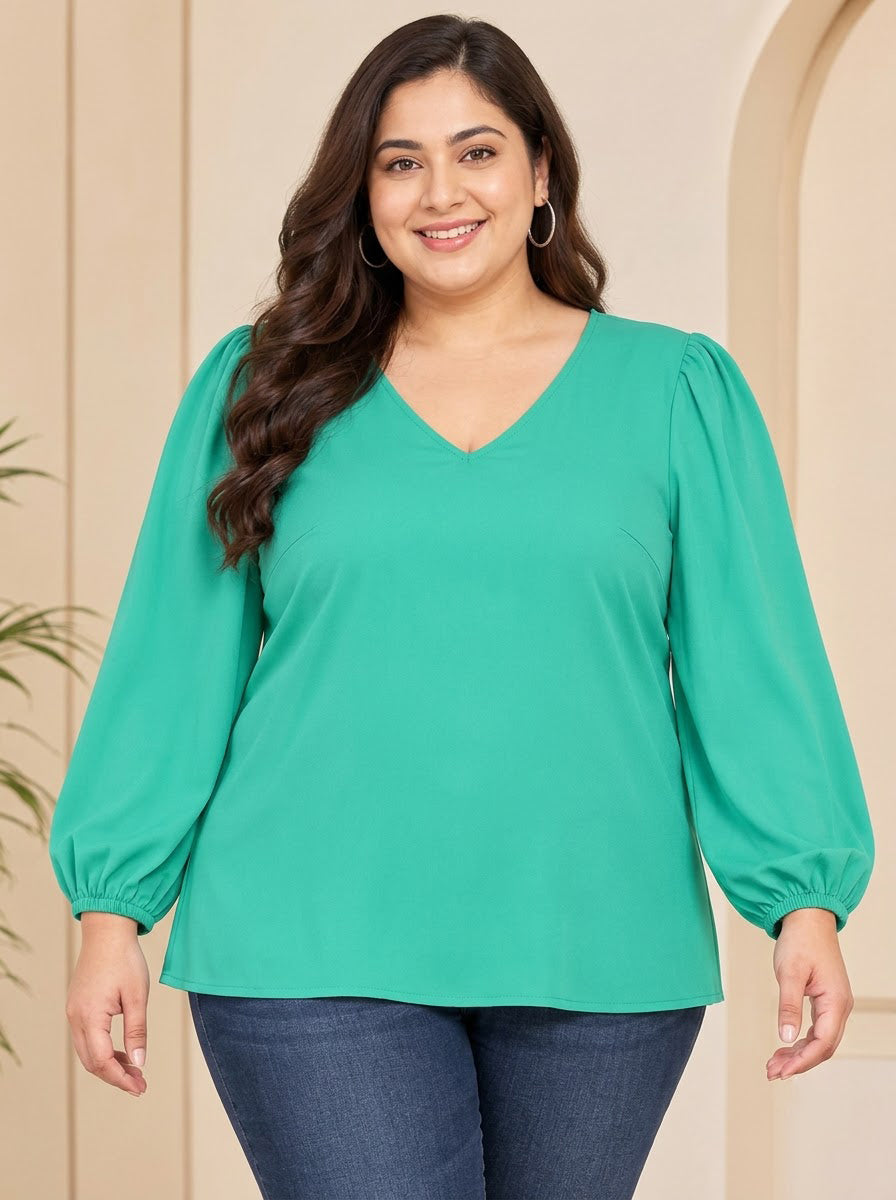Women Plus Size  Green Top