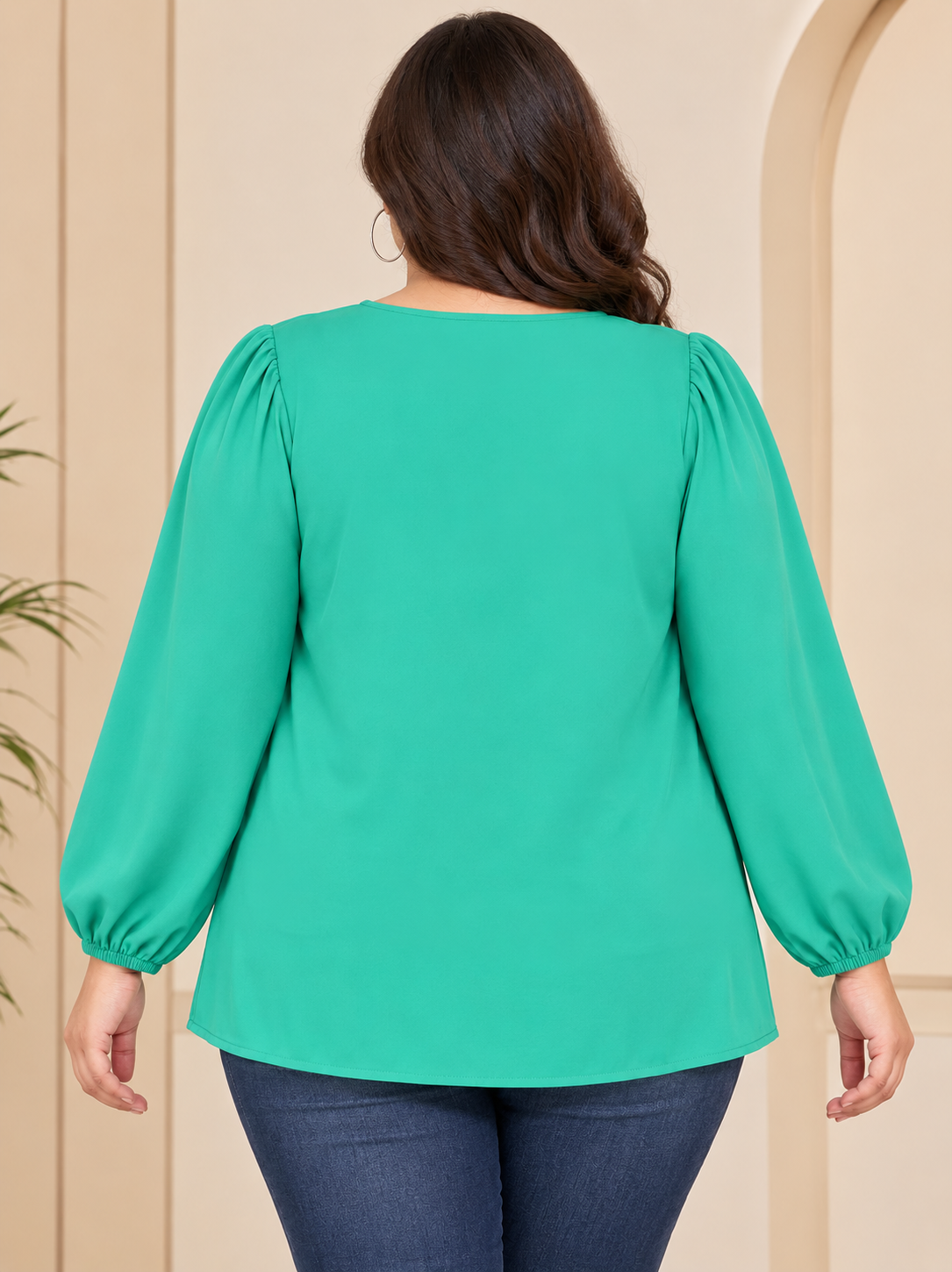 Women Plus Size  Green Top