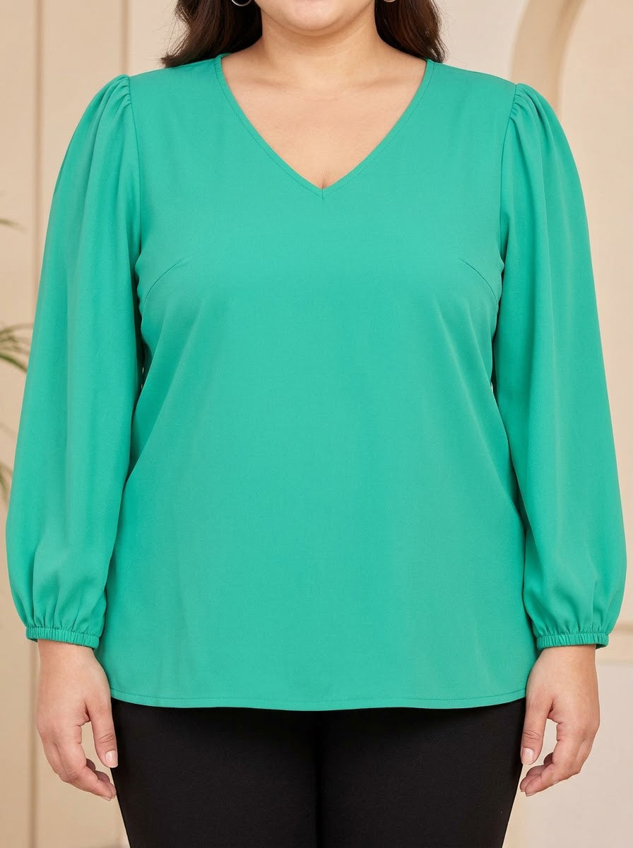 Women Plus Size  Green Top