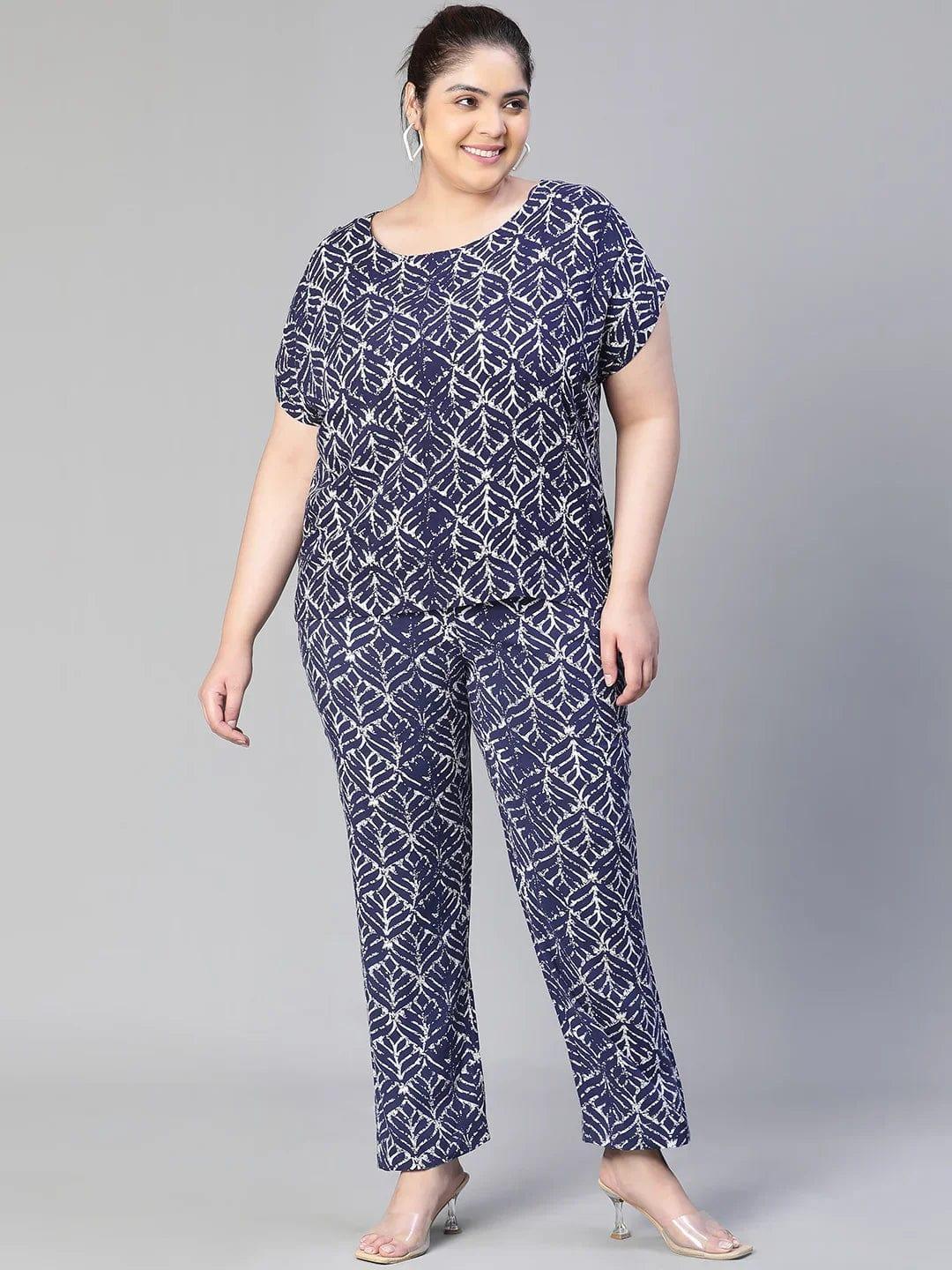 Casual Blue Floral Print Round Neck Short Sleeve Loopy Top - oxolloxo