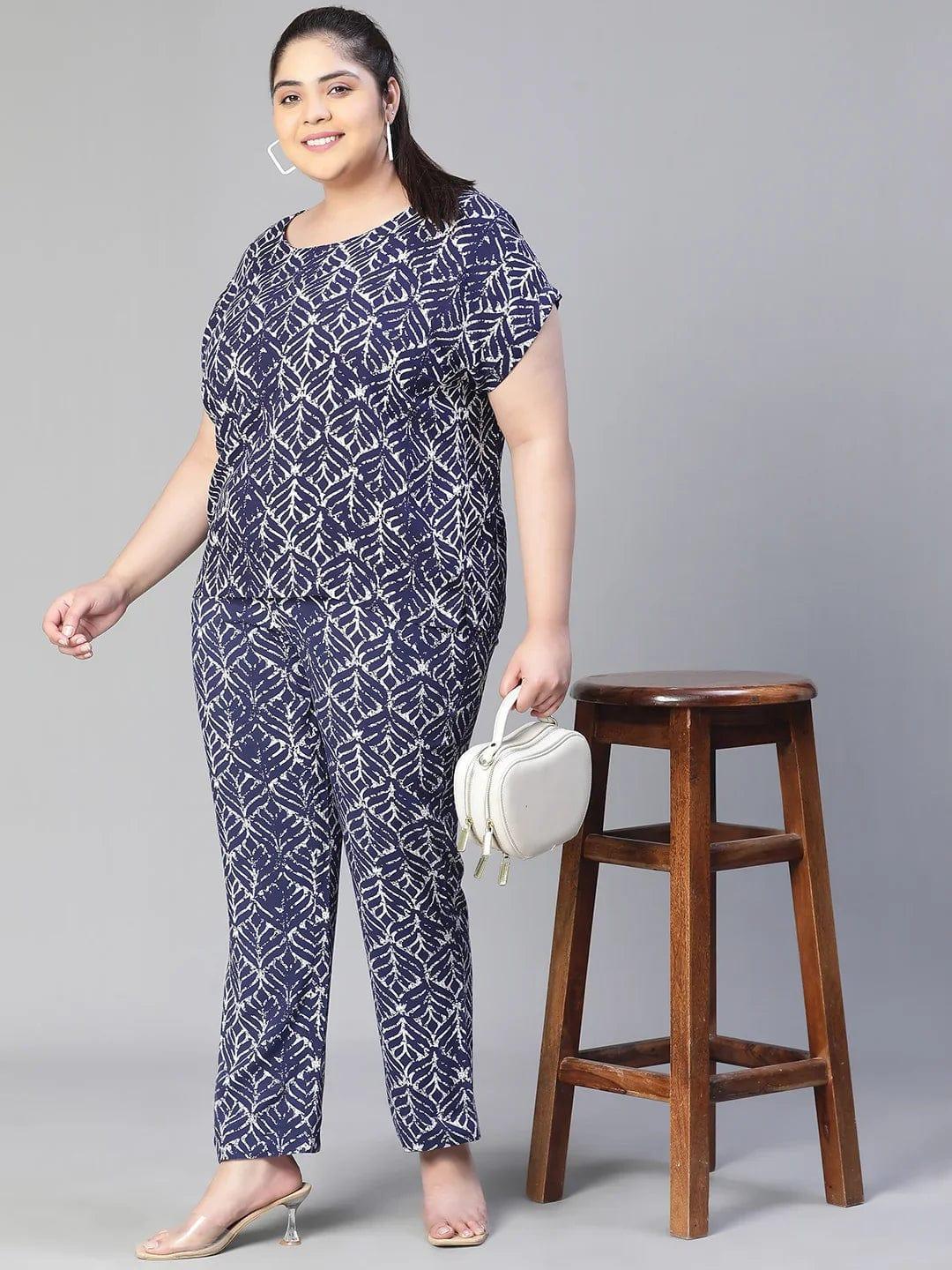 Casual Blue Floral Print Round Neck Short Sleeve Loopy Top - oxolloxo