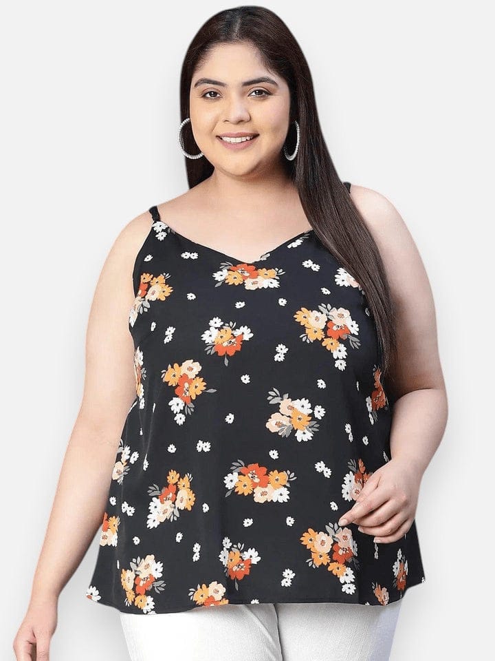 Plus Size Black Floral Top