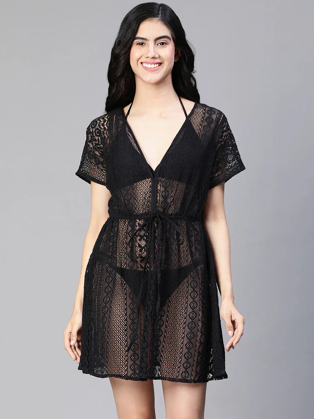 elited-blackelasticatedtie-knot-women-beachwear-cotton-kaftan