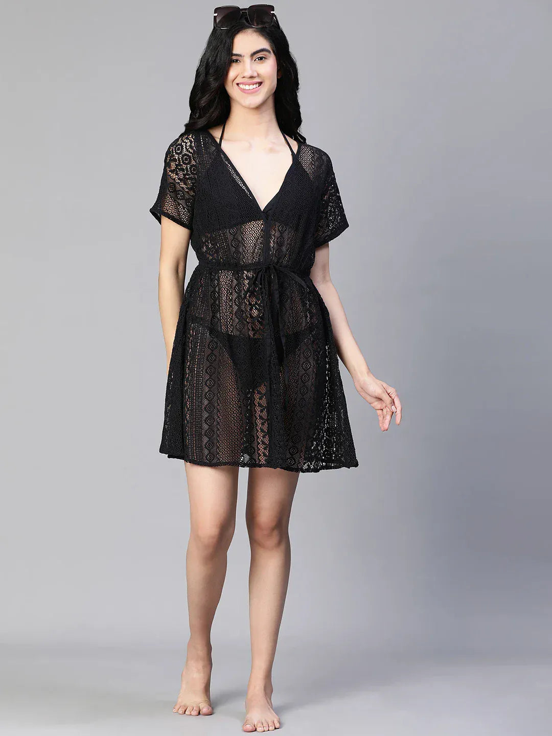 elited-blackelasticatedtie-knot-women-beachwear-cotton-kaftan