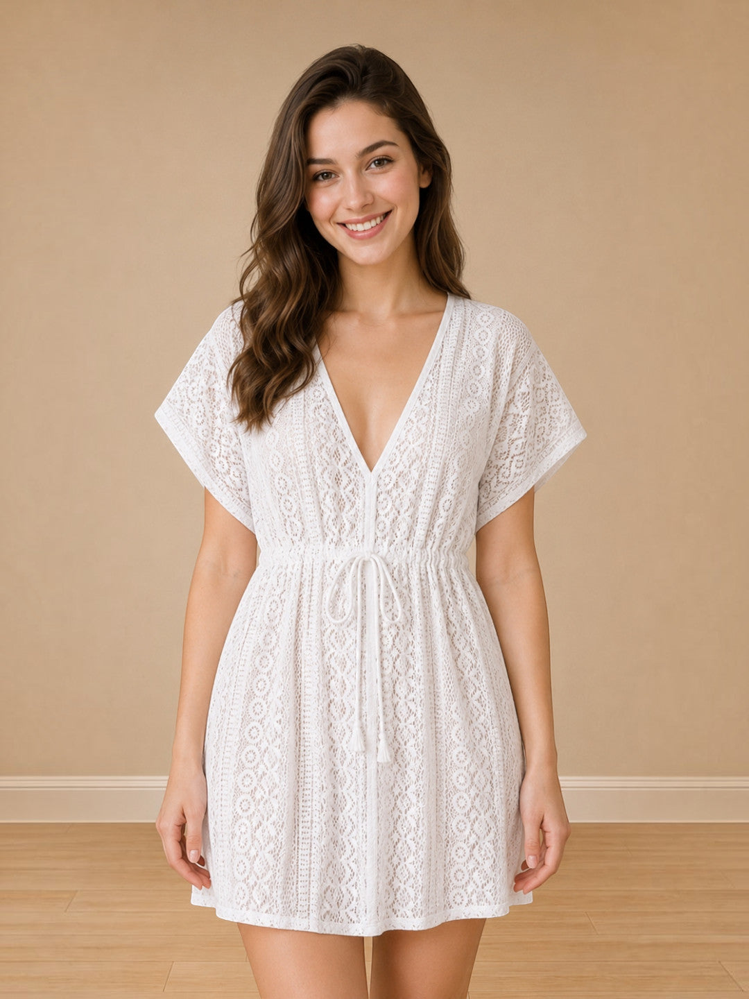 Women White Beachwear Kaftan