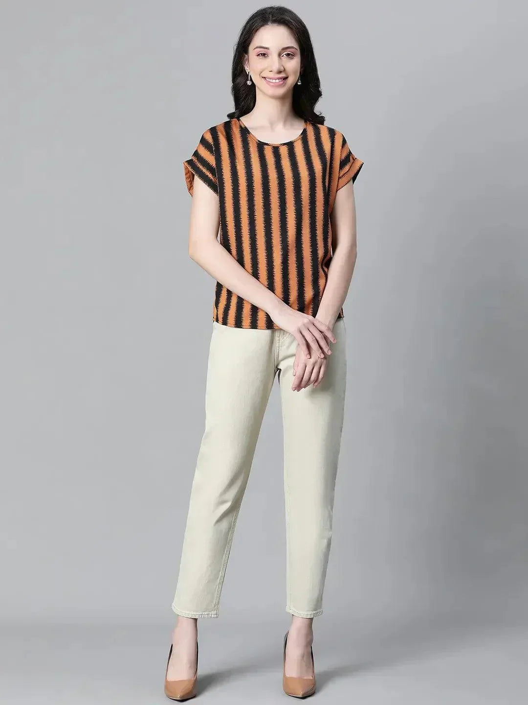 Brown Stripe Top