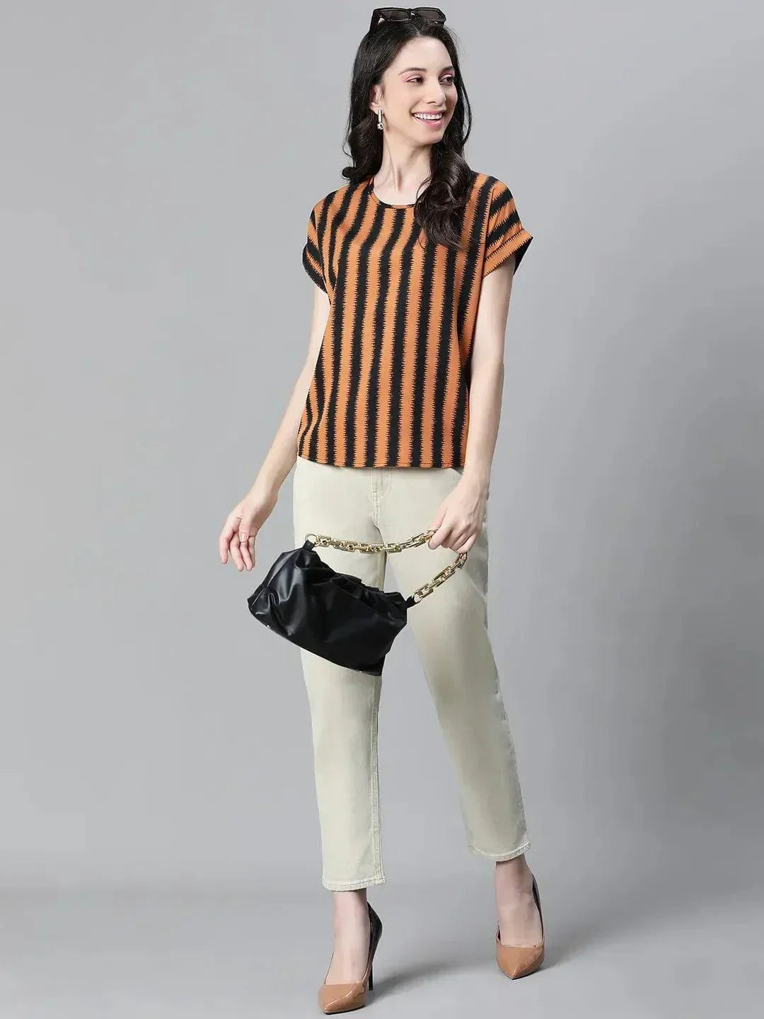 Brown Stripe Top