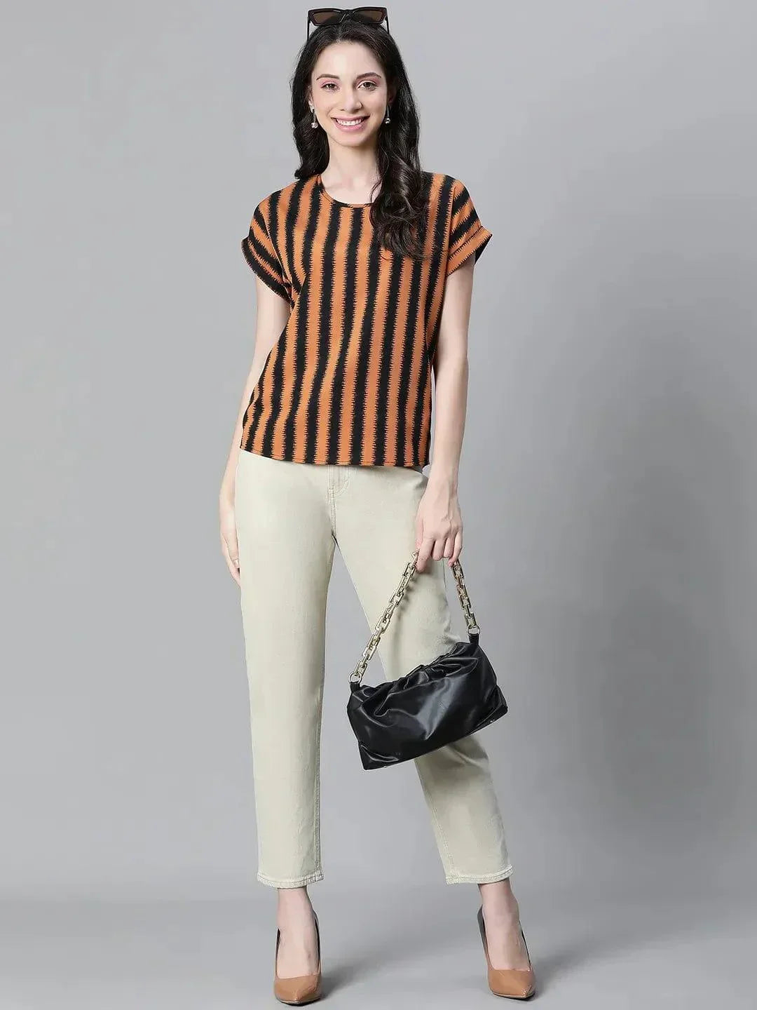 Brown Stripe Top