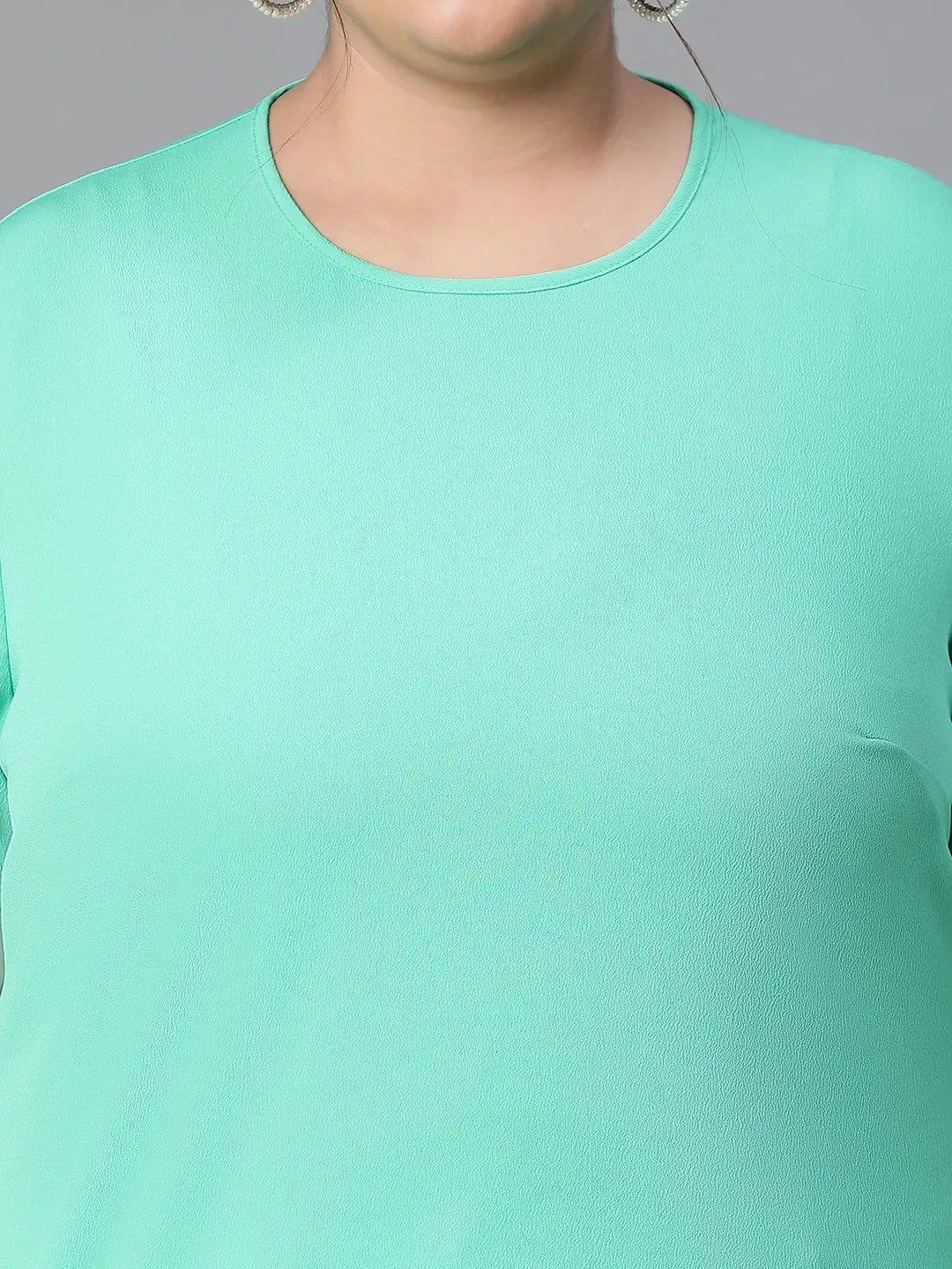 Neon Green Plain Plus Size Women Loopy Top - oxolloxo