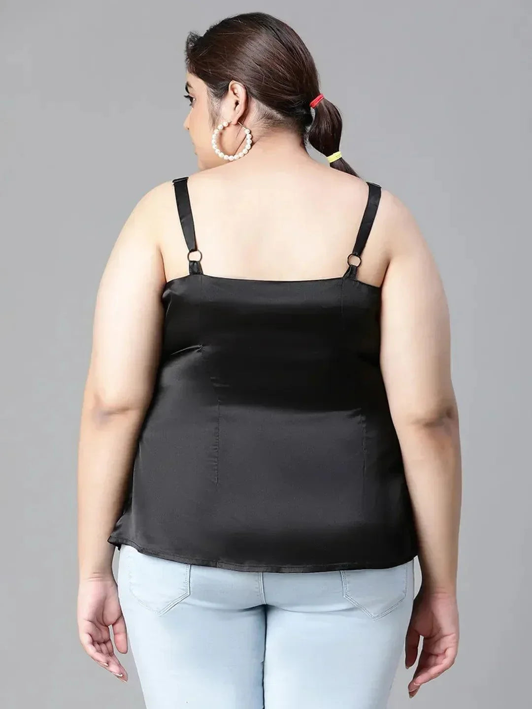 Heartily Black Criss Cross Back plus Size Loopy Top - oxolloxo