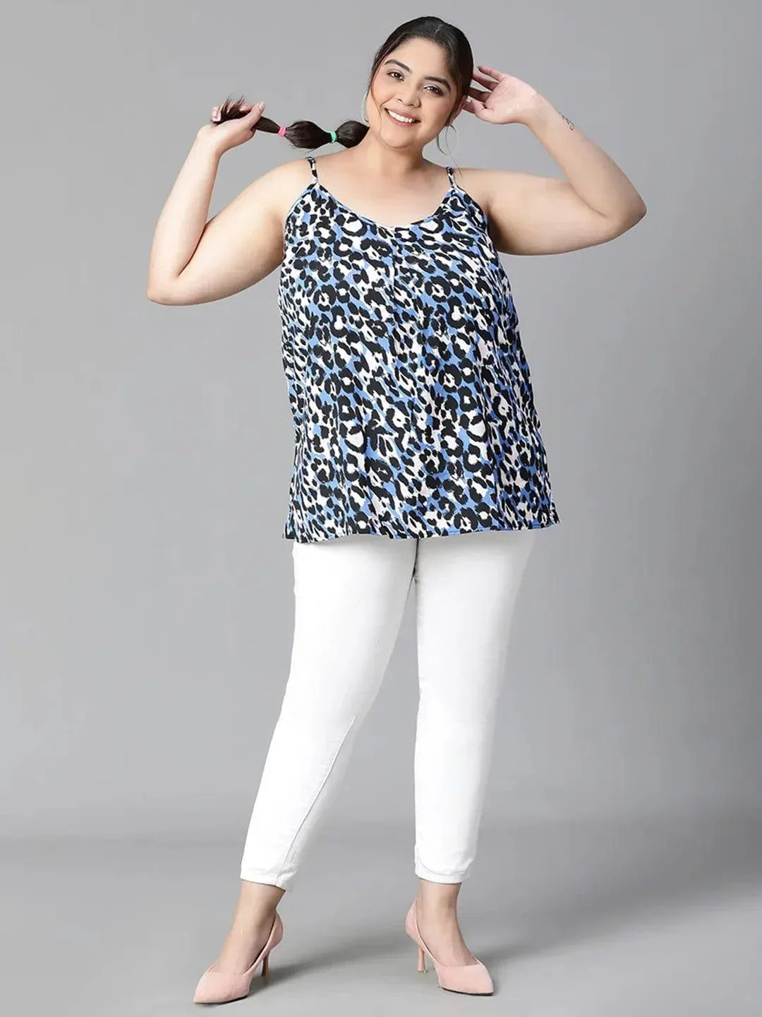 Striking Multicolor Animal Print Plus Size Loopy Top - oxolloxo