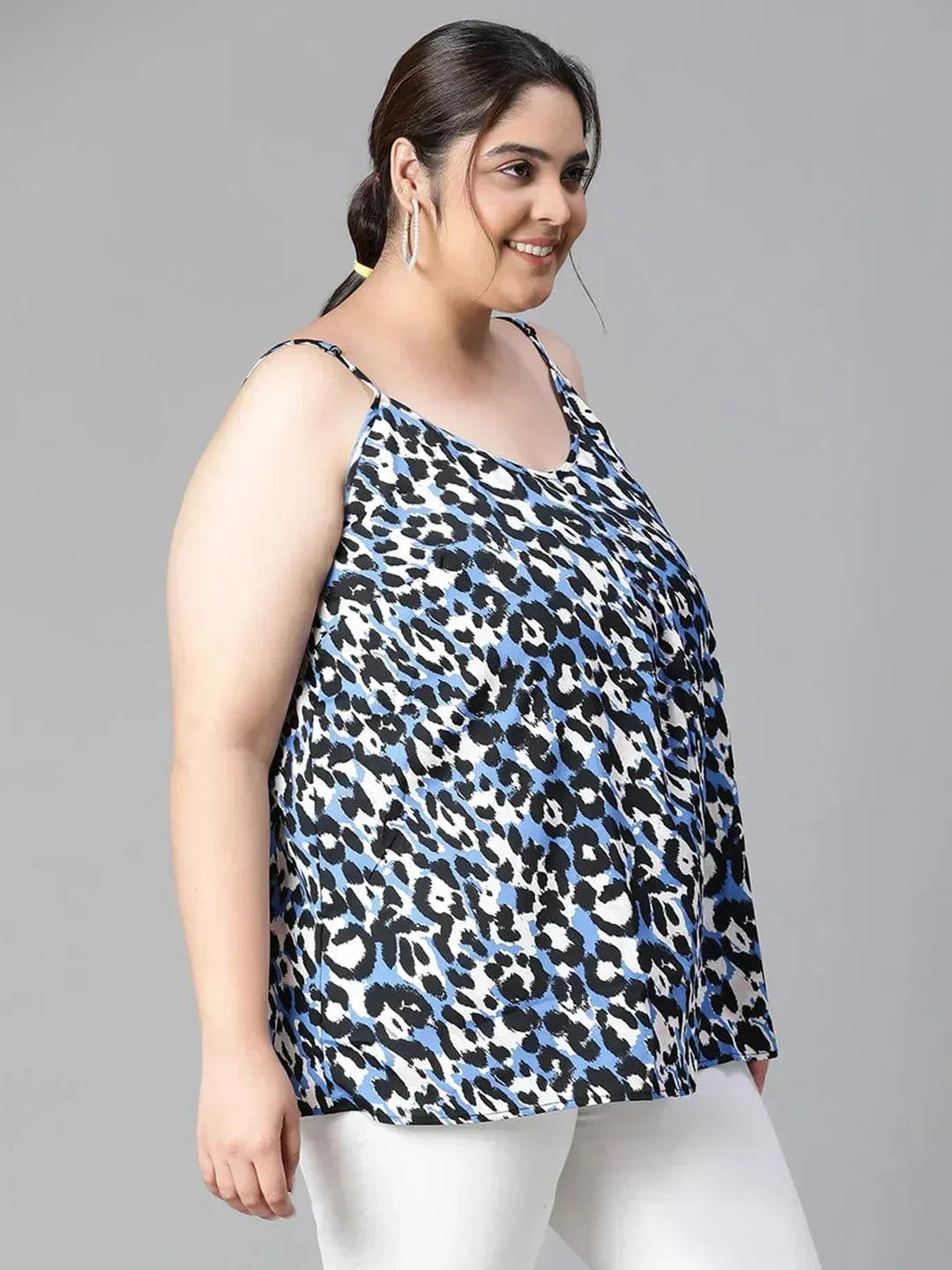 Striking Multicolor Animal Print Plus Size Loopy Top - oxolloxo
