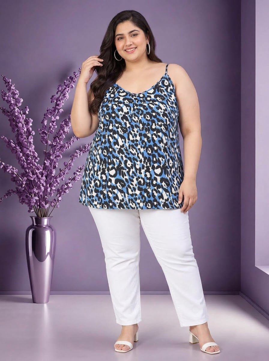 Plus Size Multicolor Animal Print Top