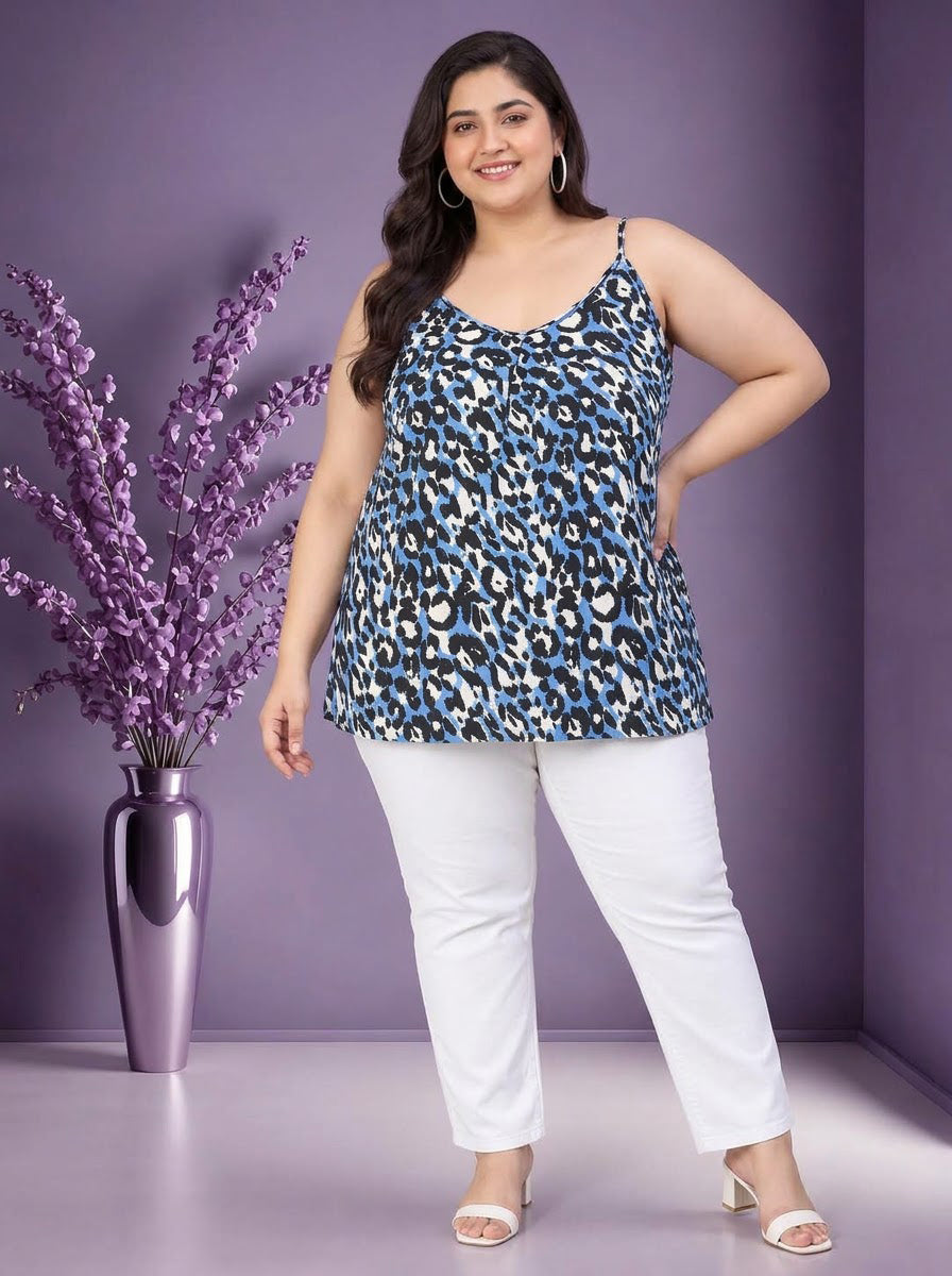 Plus Size Multicolor Animal Print Top