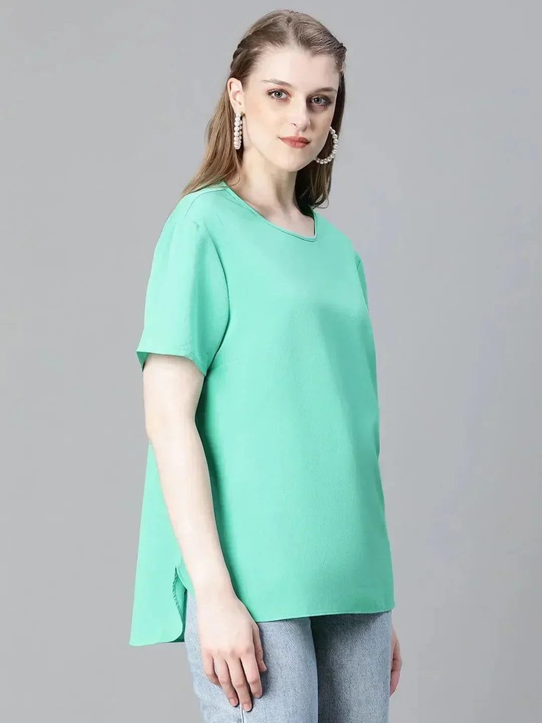 Heavenly Green Short Sleeve Women Casual Top - oxolloxo