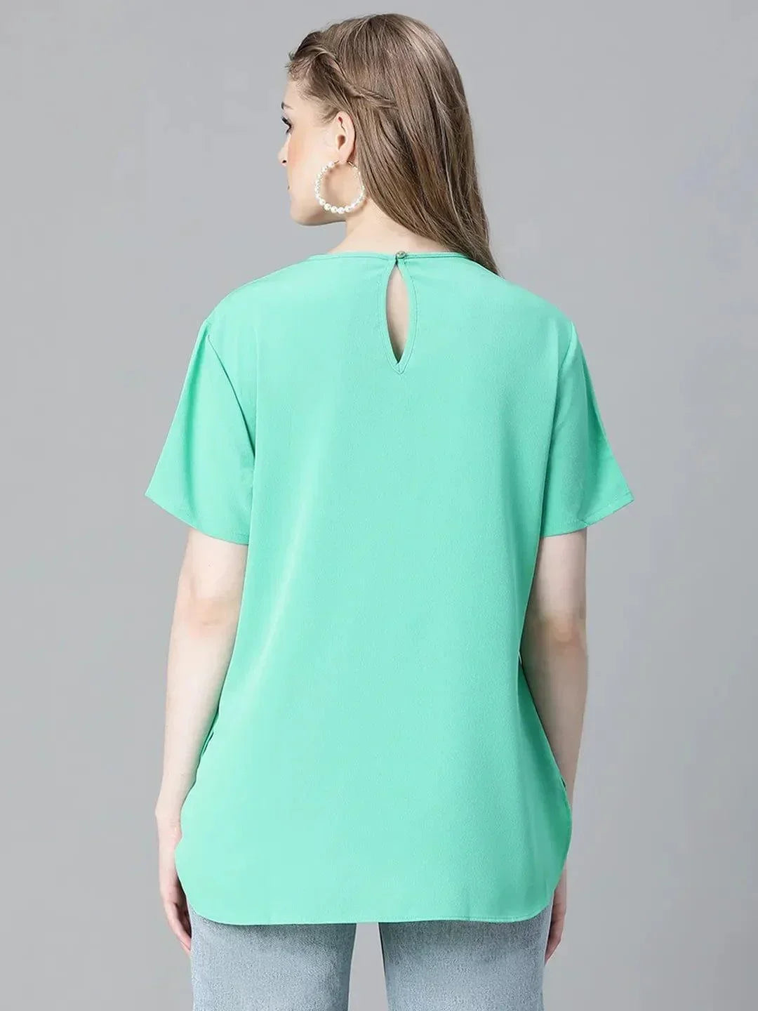 Heavenly Green Short Sleeve Women Casual Top - oxolloxo