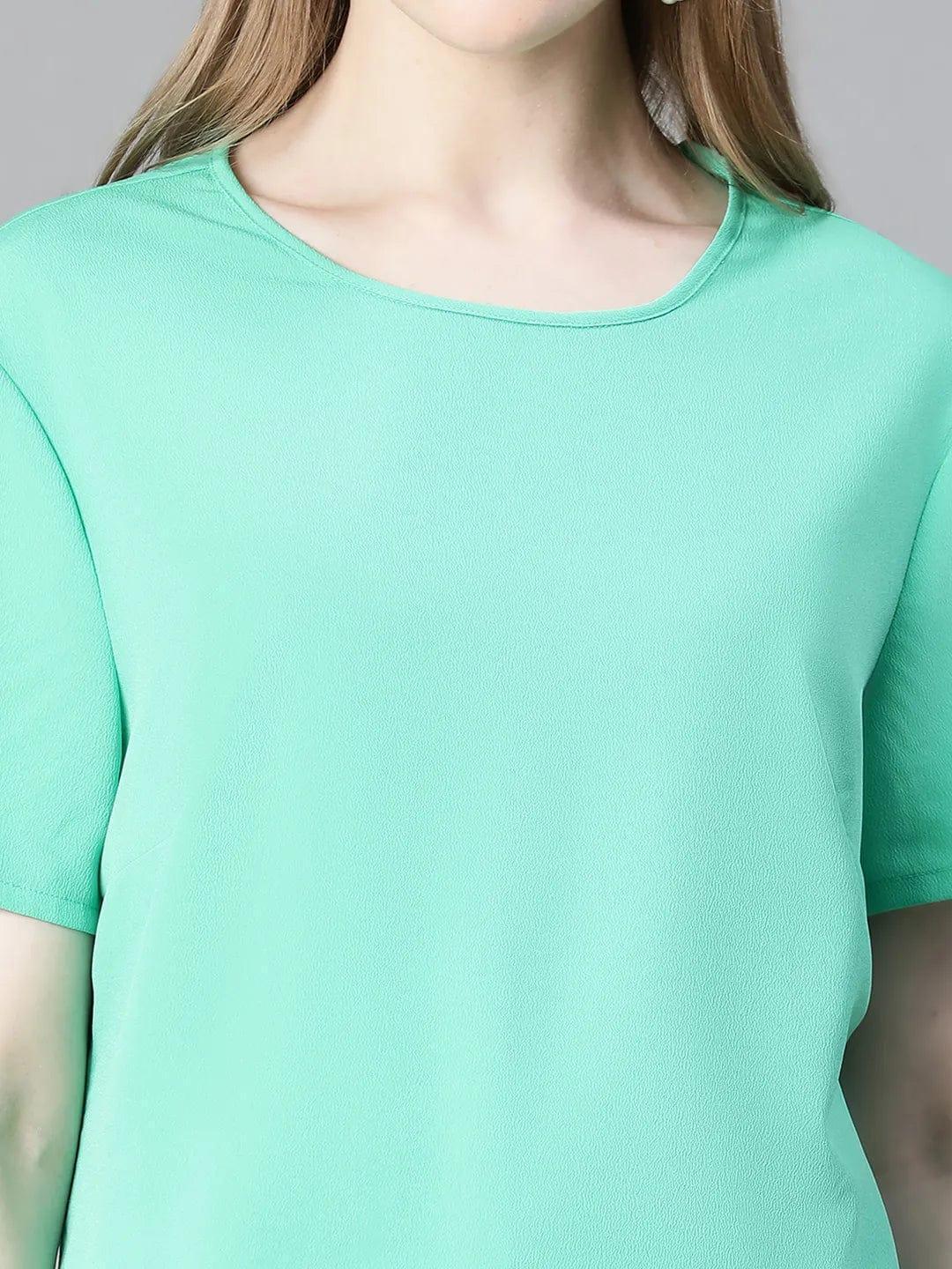 Heavenly Green Short Sleeve Women Casual Top - oxolloxo