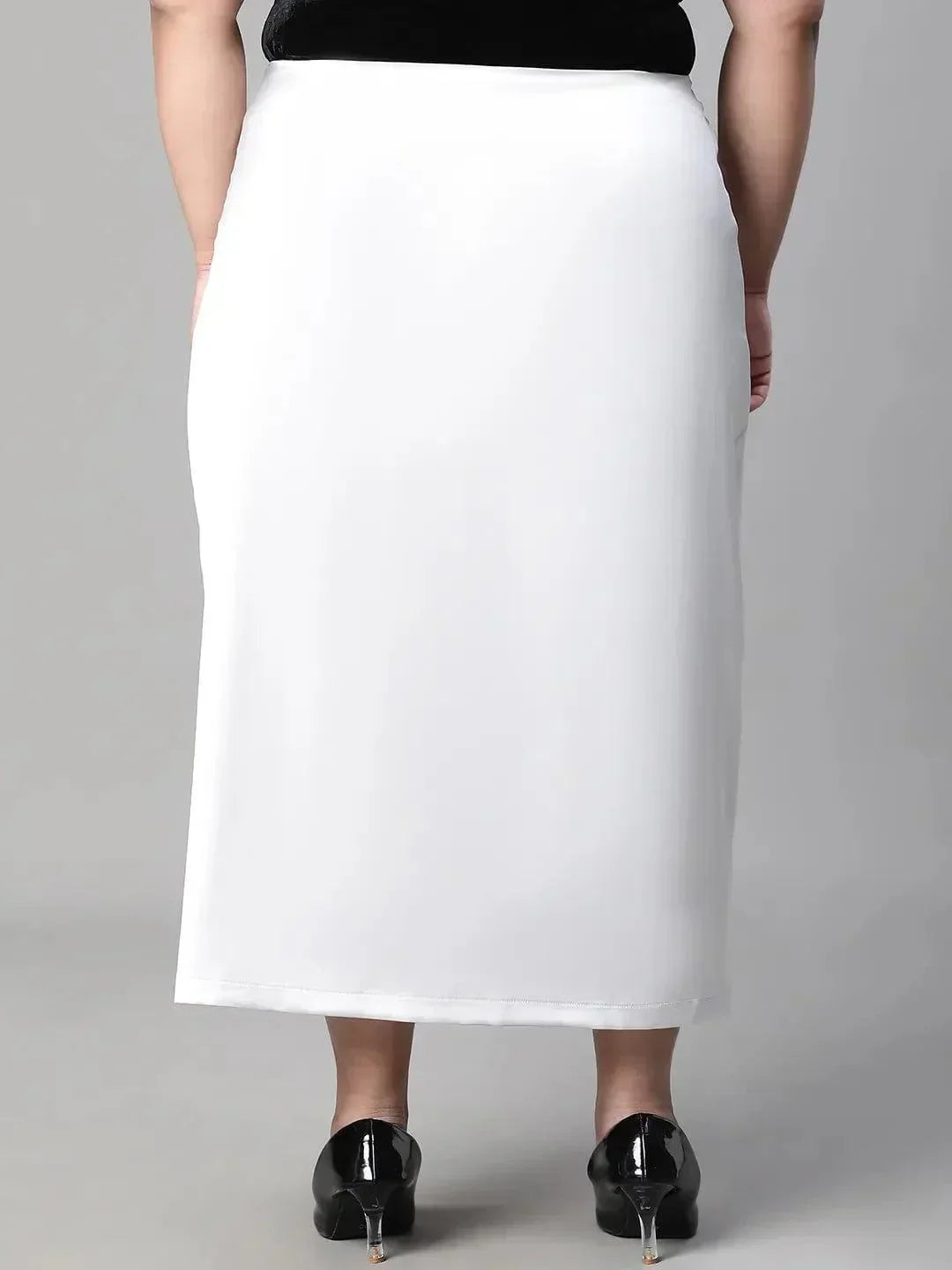 Grey Zig-Zag Detailed Slit Cut Satin Plus Size Skirt - oxolloxo