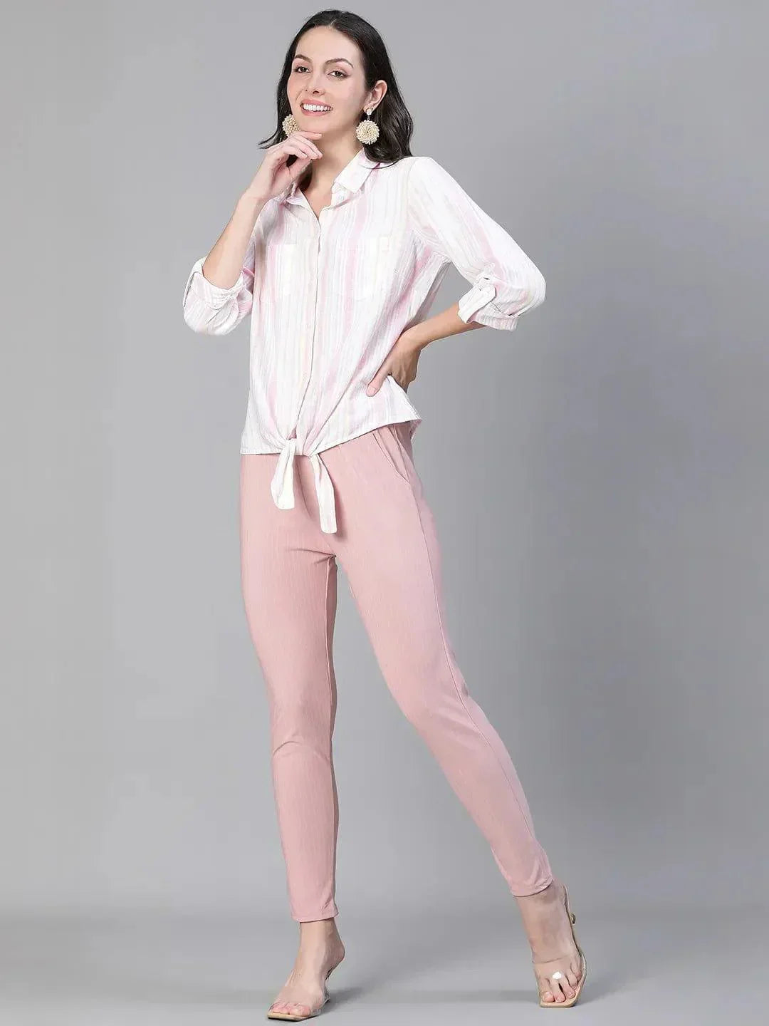 Multicolor Stripe Print Cotton Shirt