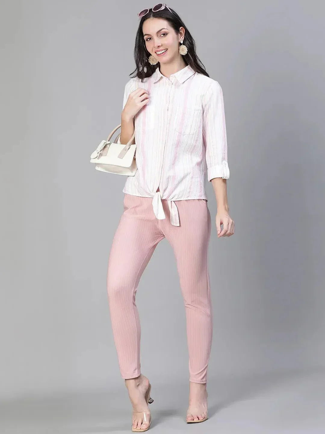 Multicolor Stripe Print Cotton Shirt