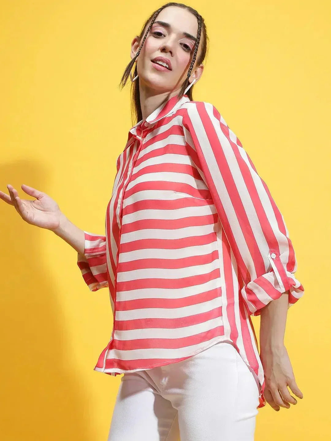 Red Stripe Print Shirt