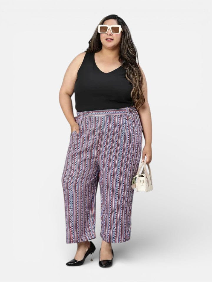 Plus Size Multicolor Stripe Print Pant
