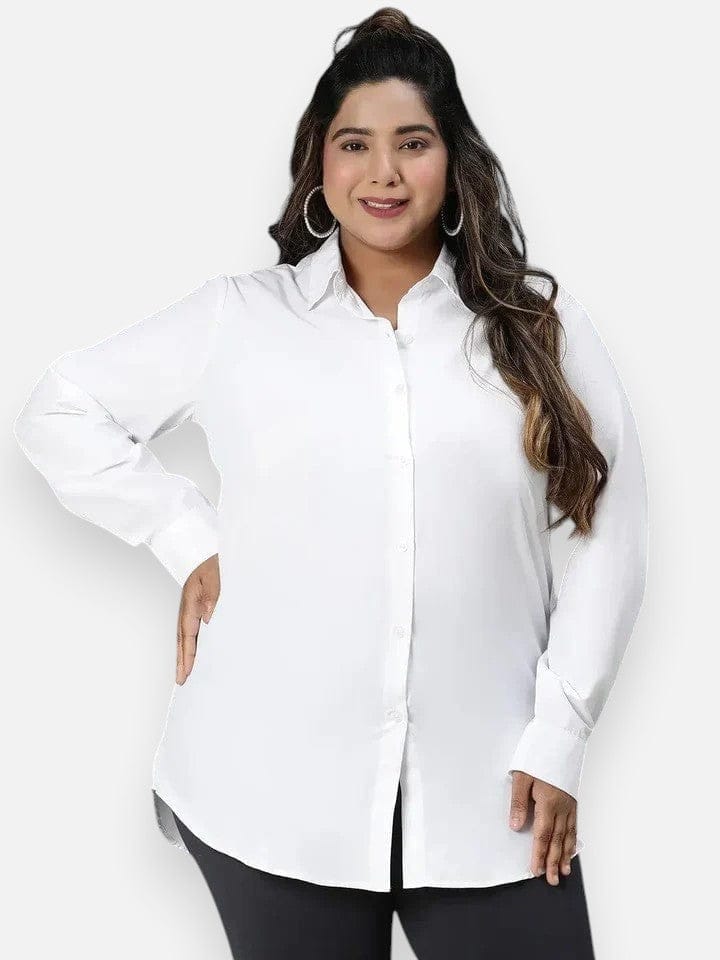 Plus Size White Cotton Shirt