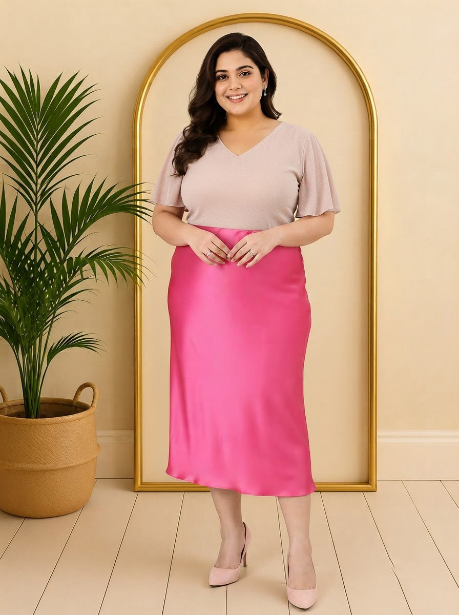 Plus Size Pink Skirt