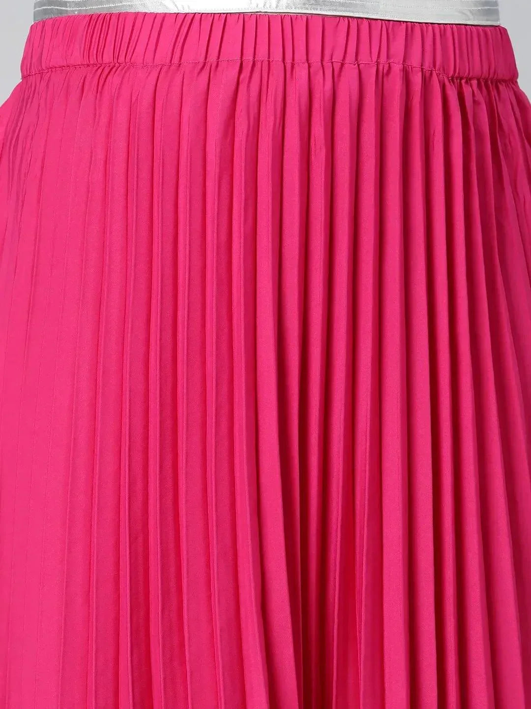 Starlight Pink Elasticated Pleated Plus Size Skirt - oxolloxo