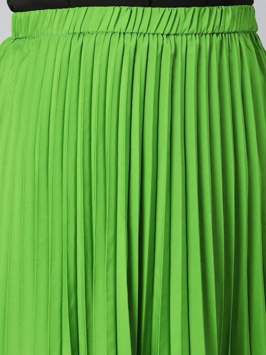 Starry Green Elasticated Pleated Plus Size Skirt - oxolloxo