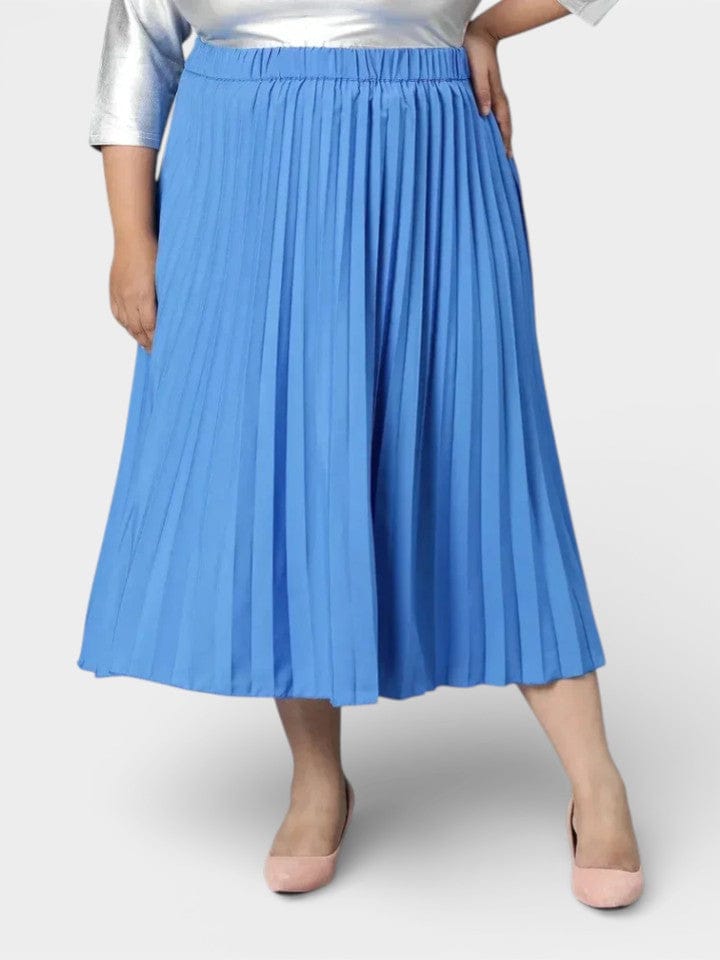 Plus Size Blue Polyester Skirt